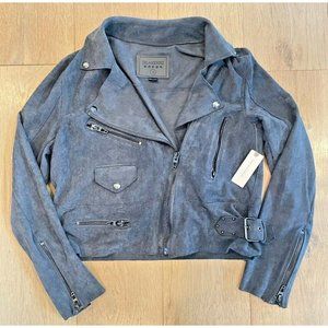 NEW Anthropologie BlankNYC Carbon Moto Suede Leather Jacket Size S $148